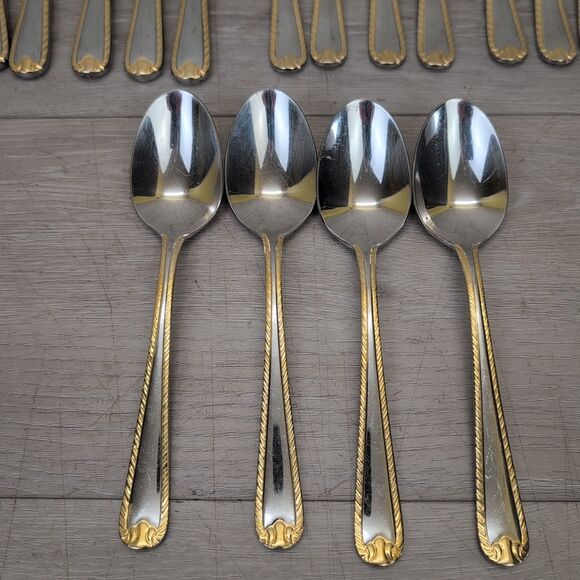 Lot of 17 Pieces SOLIGEN GERMANY 18/10 Stainless & GOLD Accent Flatware - Picture 4 of 13